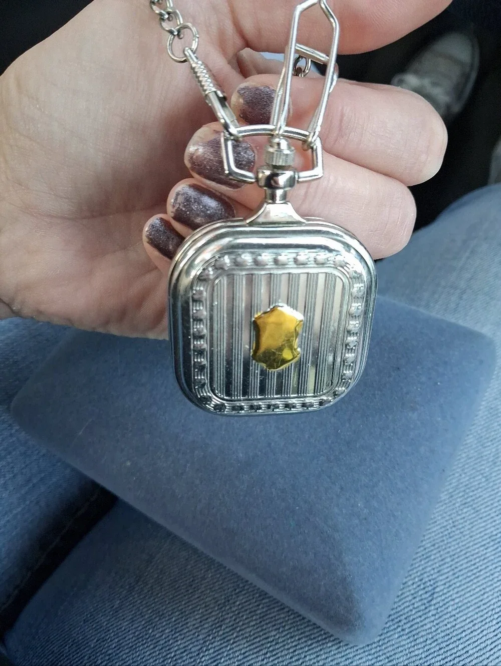 Q Collection - Silver and Gold Pocket Watch Pendant Keychain - Engraveable